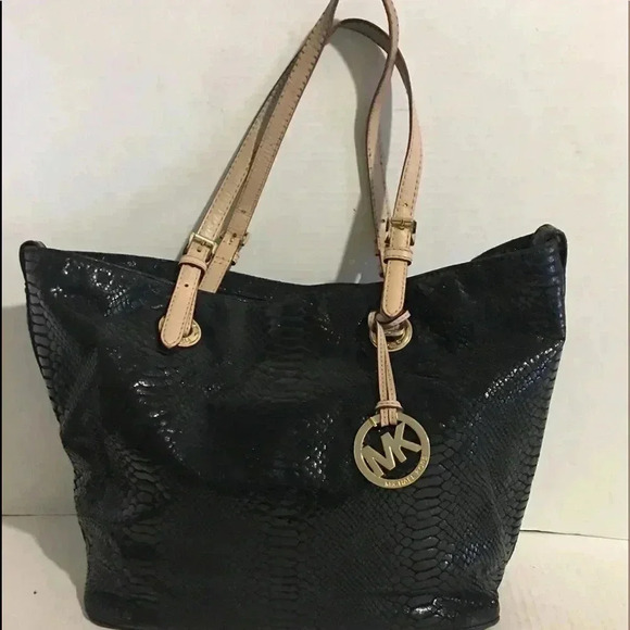 Michael kors Black embossed leather tote handbag - Picture 1 of 8